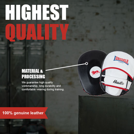 Εικόνα για HUSTLE - LEATHER HOOK & JAB PADS  BLACK/WHITE/RED 5